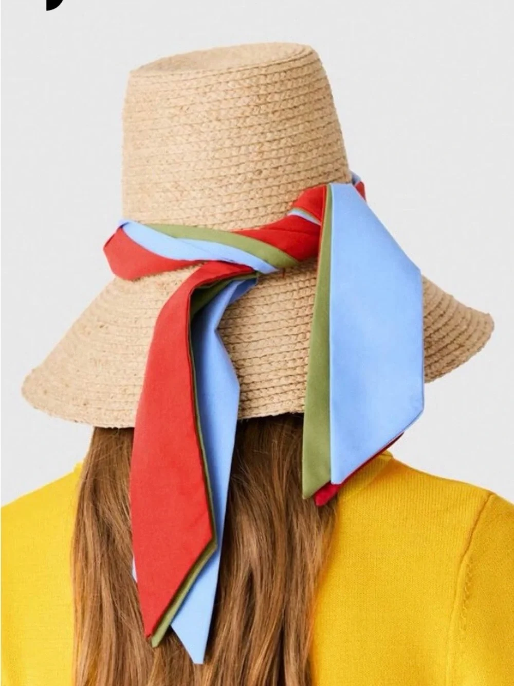 NWT Maje x Blanca Miró Raffia Hat With Printed Ribbon